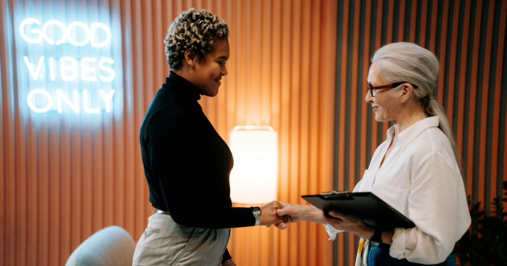 woman in black long sleeve shirt had a job interview